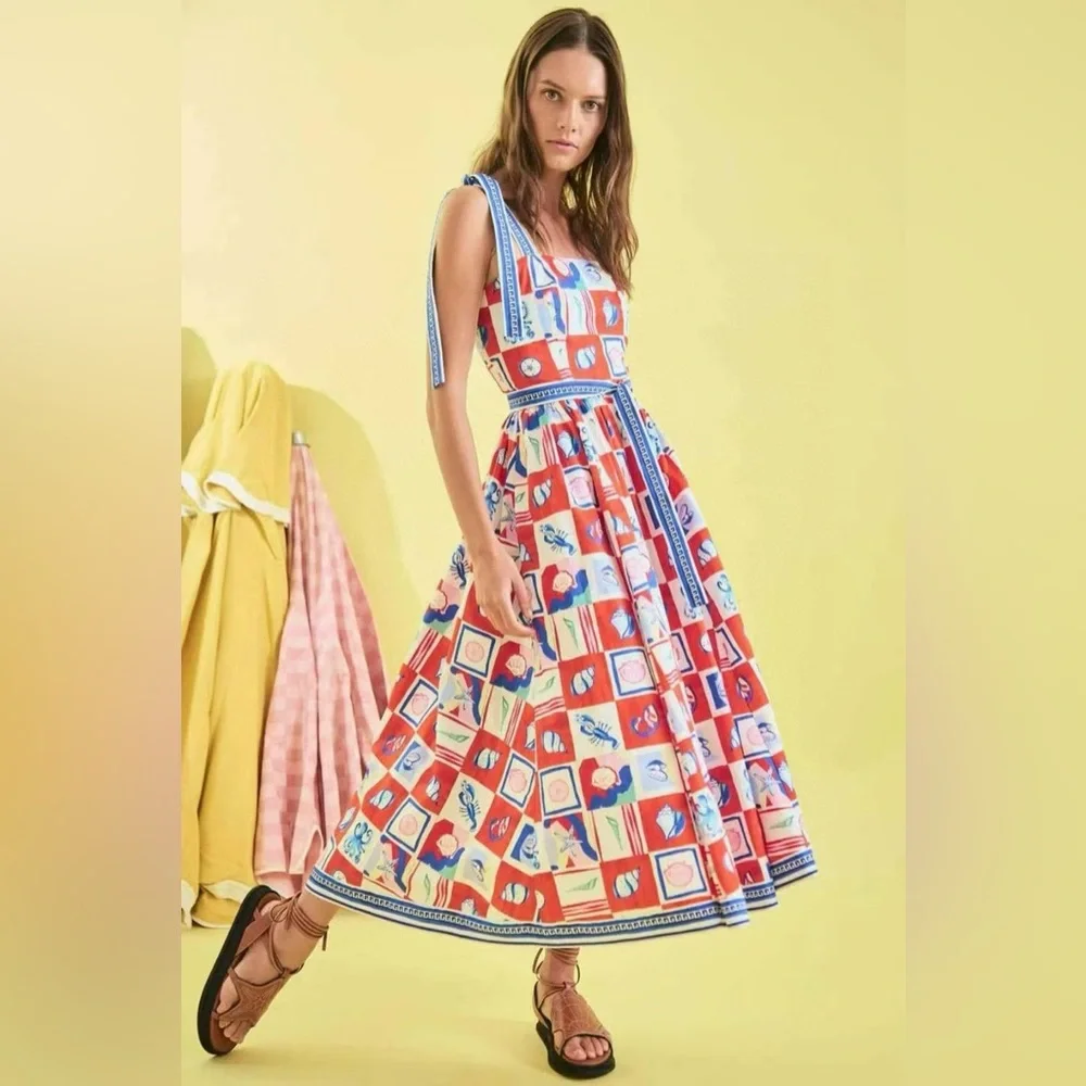 Hunter Bell Quincy Dress Sea Tiles Maxi – Size 2 Colorful Geometric Print - Picture 2 of 9